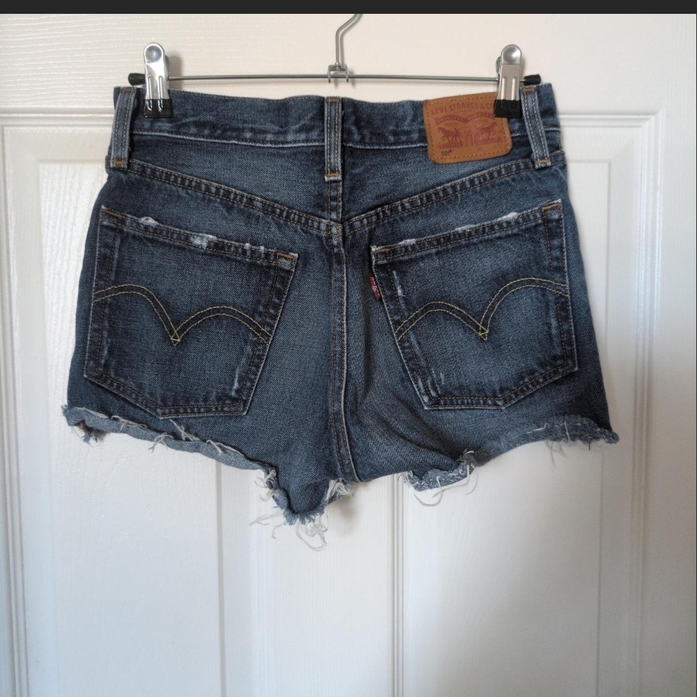 Levi's Women's Distressed Dark Blue Denim Cutoff Shorts
